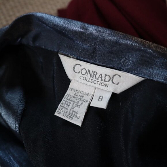 NWT Vintage Conrad C Collections Satin Blue Wrap Blouse Size 8 - Picture 10 of 10